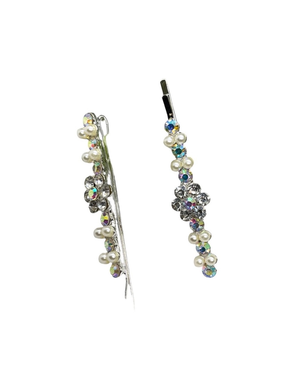 Pearl & Crystal Dangle Hair Pins - Silver2.5” final price markdown